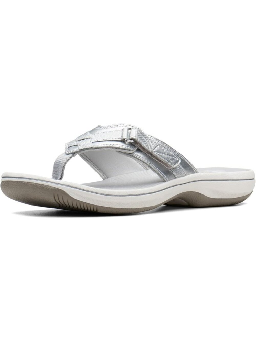 Women's Silver Synthetic Thong Solid Open Toe Breeze Sea Flip-Flop Casual Shoes
